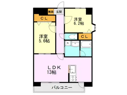 スター大津(2LDK/9階)の間取り写真