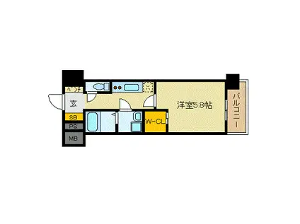 サヴォイ博多スーペリア(1K/13階)の間取り写真