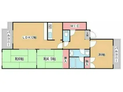 パルピアマンション(3LDK/1階)の間取り写真