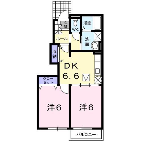 エレガントD(2DK/1階)の間取り写真