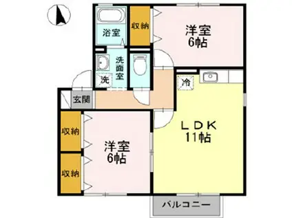セジュールT・T(2LDK/1階)の間取り写真