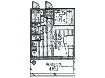 テラスハウス山王(ワンルーム/1階)の間取り写真