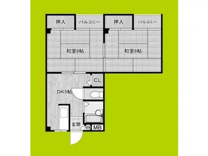 サントピア阿波座A棟(2DK/4階)の間取り写真