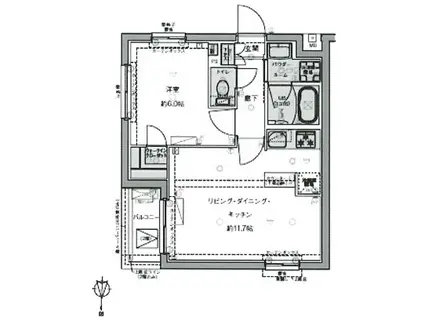 ジェノヴィア四谷三丁目グリーンヴェール(1LDK/2階)の間取り写真