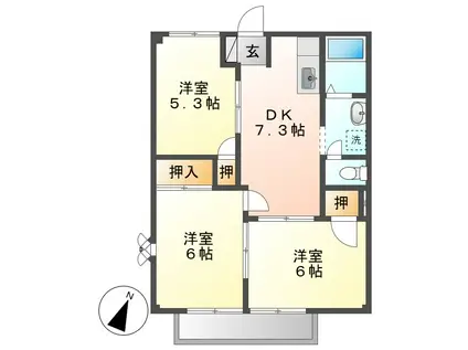 ニューシティ安本(3DK/1階)の間取り写真