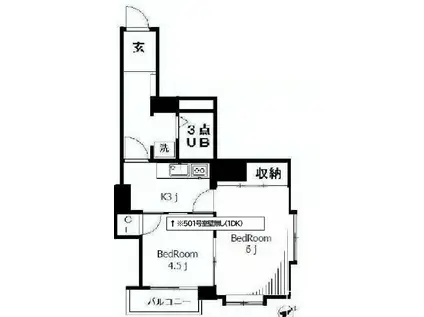 ベルビュー田無(2K/7階)の間取り写真