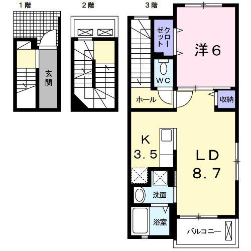 ブリスタ(1LDK/3階)の間取り写真
