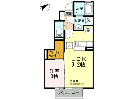 フルール類家(1LDK/1階)の間取り写真