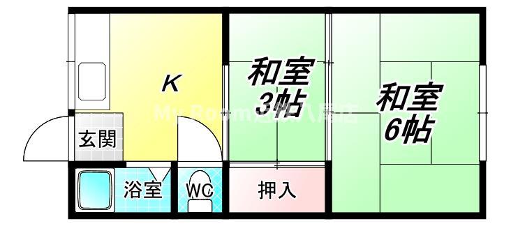 正覚マンション(2K/3階)の間取り写真