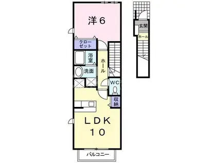 ベルパークA(1LDK/2階)の間取り写真
