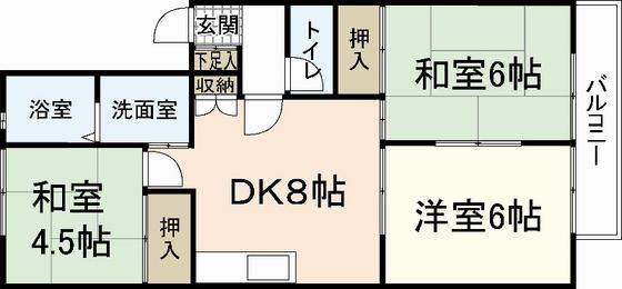ファミール隅田B棟(3DK/2階)の間取り写真