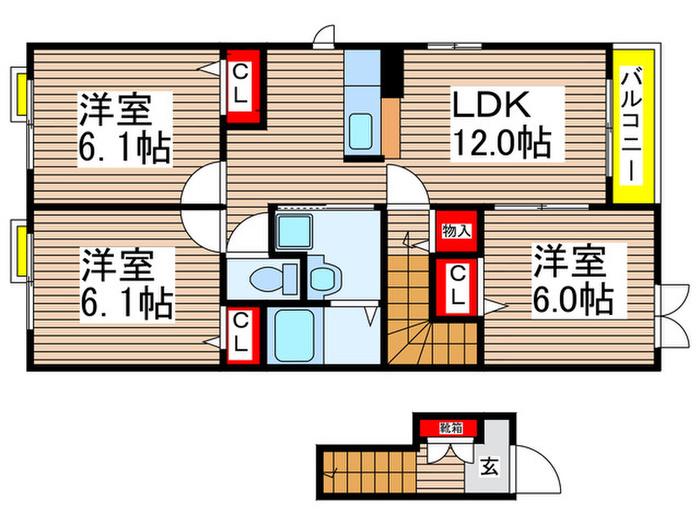 グランドソレーユ(3LDK/2階)の間取り写真