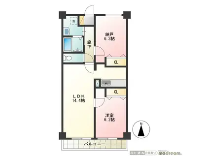 光が丘フォーリア(1SLDK/1階)の間取り写真