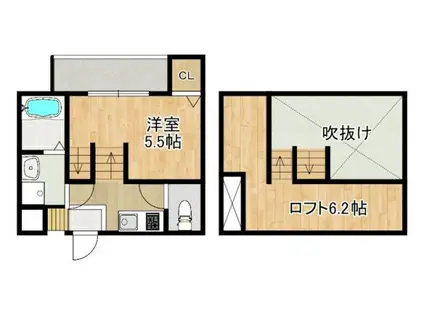 MODERN PALAZZO多良見IC(1SK/2階)の間取り写真