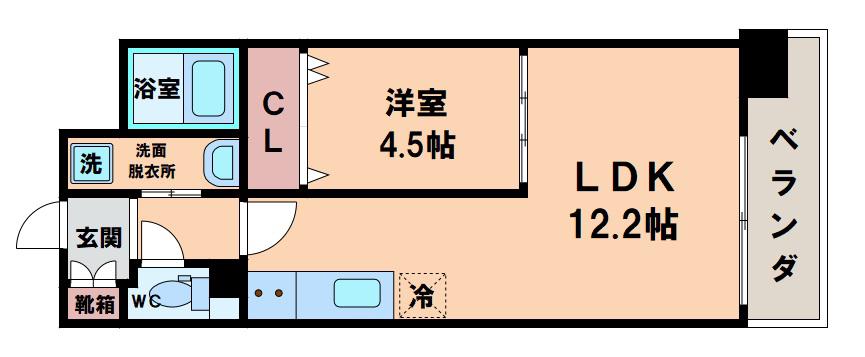 リーゾエパーネ(1LDK/6階)の間取り写真