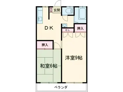 コーポ桜ヶ丘(2DK/1階)の間取り写真