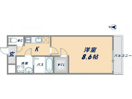 リバーサイド金岡七番館(1K/1階)の間取り写真