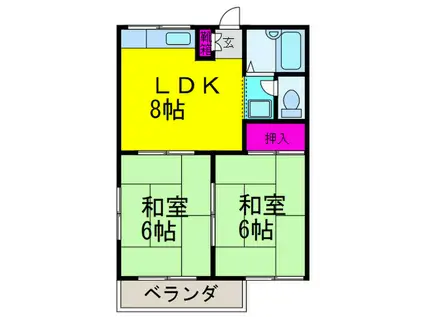 ハイツ緑町(2LDK/2階)の間取り写真