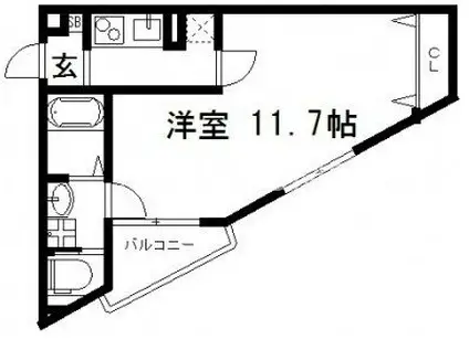 トライアングル(1K/1階)の間取り写真