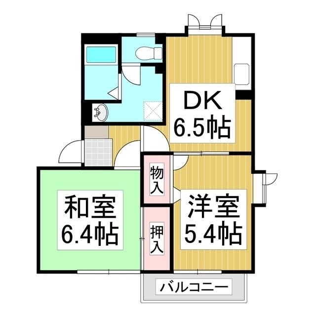 グランドリジェールII E棟(2DK/1階)の間取り写真