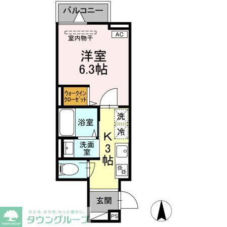 セレスティア関原(1K/1階)の間取り写真