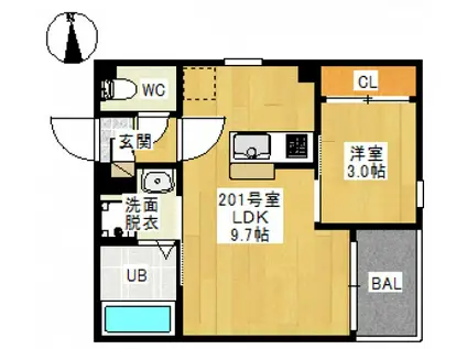 REGALEST 東島田I(1LDK/2階)の間取り写真
