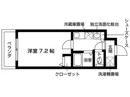 ジュネス角五郎 (1K/4階)の間取り写真