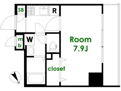 グランド・ガーラ銀座(1K/14階)の間取り写真