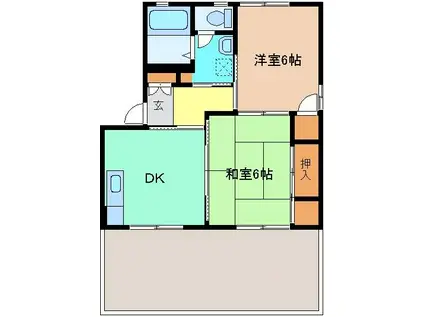 セロウタウン B(2DK/1階)の間取り写真