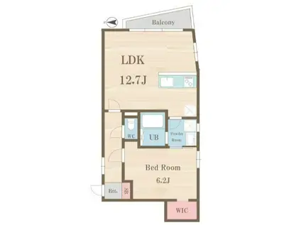 広尾ラ・カリテ(1LDK/1階)の間取り写真