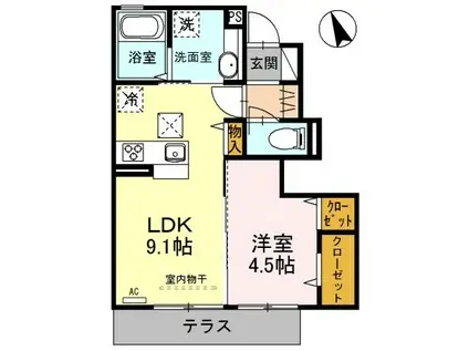 ソフィア/フィリア ソフィア(1LDK/1階)の間取り写真