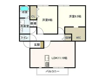 グランドソレーユ(2LDK/1階)の間取り写真