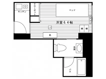 学生会館 ベルヴュコート仙台(ワンルーム/2階)の間取り写真