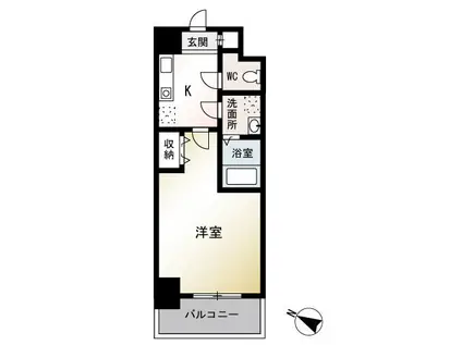 KADOIE TSUJIDO(1K/4階)の間取り写真