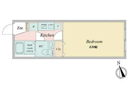LIVEFLAT国分寺(1K/2階)の間取り写真