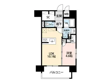 サンパーク桜町レジデンス(1LDK/4階)の間取り写真