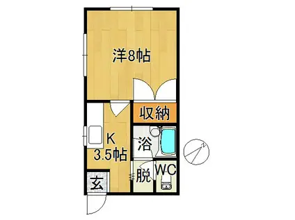 エステート・パレB(1K/1階)の間取り写真