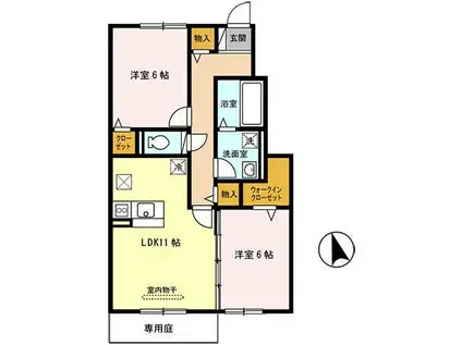 ヴェルコート(2LDK/1階)の間取り写真