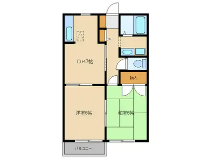 アスール鷺沼(2DK/2階)の間取り写真