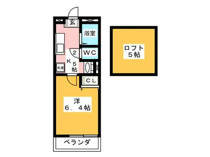 カシェットドランジュ(1K/2階)の間取り写真