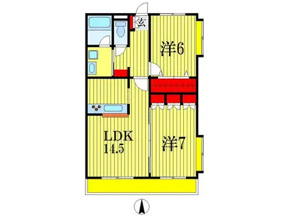 マナブライトンフロント(2LDK/1階)の間取り写真