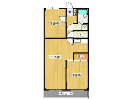 ロイヤルメゾン戸張(2LDK/3階)の間取り写真