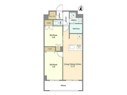 メゾンドオンディーヌ(2LDK/2階)の間取り写真