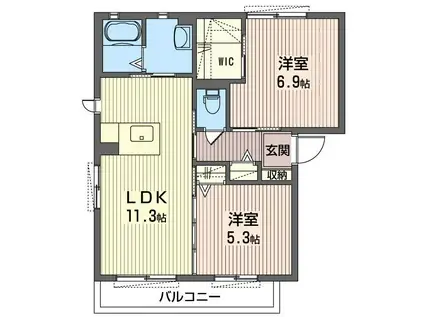 ブリティッシュヒルズ(2LDK/2階)の間取り写真