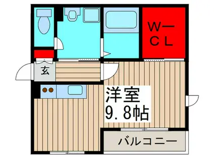 ヴェルク弐番館(ワンルーム/2階)の間取り写真