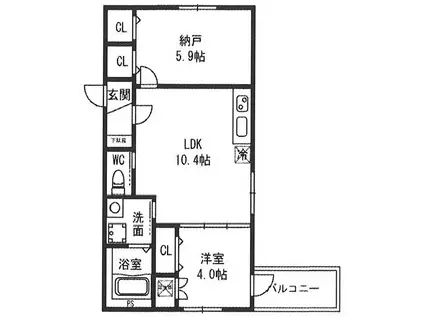 GRANDE MAISON南巽(1SLDK/2階)の間取り写真