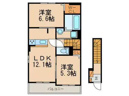 グリーンハイツ宇美中央I(2LDK/2階)の間取り写真
