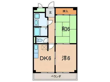 グランドール西岡本(2DK/1階)の間取り写真