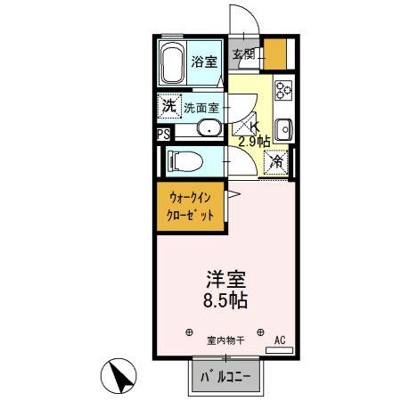 カーサ ルデルソ(1K/1階)の間取り写真