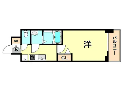 プレサンス兵庫ヴィアーレ(1K/6階)の間取り写真